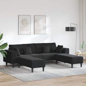 Juego de Sofá de 3 Piezas en Terciopelo Negro para Sala de Estar con Cojines Confortables - Product Image 1