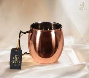 Diamond Geometric Pattern Pure <b>Copper</b> Moscow Mule Mug Brass <b>Handle</b> Wholesale Barrel Shape Cocktail Beer Drinking Cup - Product Image 2