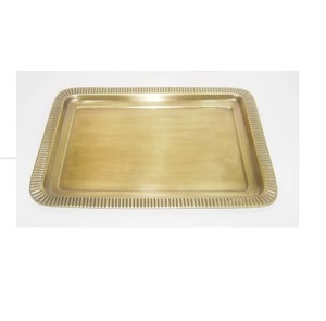 Magnifique plateau décoratif ovale plaqué or avec poignées ornées, design traditionnel, emballage en une seule pièce - Product Image 2