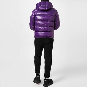 2024 Custom Logo <b>Zip</b>-<b>up</b> Men's Winter Puffer <b>Jacket</b> Nylon Canvas Breathable and Windproof with Hood Solid Color Plus Size - Product Image 5