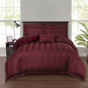Parure de lit en satin fuchsia T-250, 100% coton, tissé uni, respirant, toutes saisons, style simple, pour usage domestique - Product Image 4