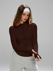 Breathable Slim Fit Workout Gym Fitness Jackets Yoga <b>Crop</b> Tops Ladies Running <b>Zip</b> <b>up</b> Sport Women Jackets - Product Image 1