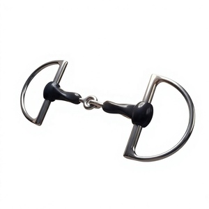 Riaz Jamal  International Mors de cheval en acier inoxydable et caoutchouc à torsion lente, à joues pleines, avec anneaux pehlam/gaga / mors D - Product Image 2