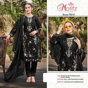 Lujo exquisito Khatli trabajo bordado Santoon Bottom Organza Shalwar Kameez Dupatta Set 4 para fiestas de invierno-Tendencia - Product Image 2