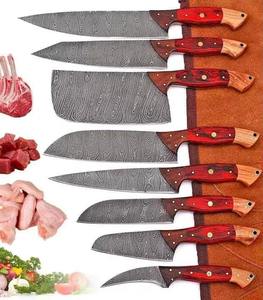 Couteaux de cuisine professionnels en acier Damas faits à la main, 9 pièces, manches en plastique, lame à pointe tombante, personnalisables OEM - MS Enterprise - Product Image 2