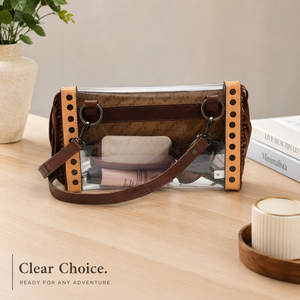 Western Tooled Leather Fringe <b>Clear</b> PVC Shoulder <b>Bag</b> with Horse Design Adjustable Crossbody Strap Handmade Cowboy Western Purse - Product Image 3