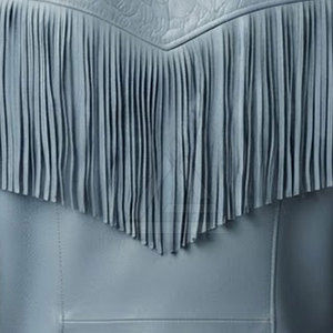 Cowboy Inspired Leather <b>Jacket</b> For Men <b>Western</b> Fringe Outerwear With Embossed Details For Casual Travel And Everyday Style - Product Image 5