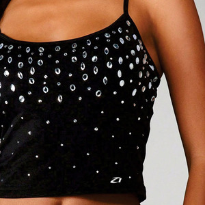 2026 Trendy Women's Shirts Rhinestone Spaghetti Strap Crop Tank <b>Top</b> Custom Slim Fit Streetwear Camisole OEM ODM Wholesale Bulk - Product Image 6