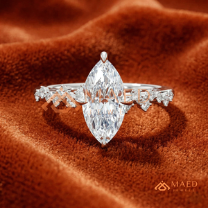 Anillo Único de Plata de Ley 925 con Corte Marquesa |   Anillo de compromiso asimétrico con racimo de burbujas |   Anillo de Promesa Inspirado en la Naturaleza con Diseño de Vid - Product Image 1