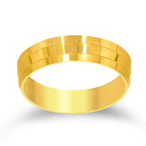 Premium Golden Wide Band <b>Ring</b> with Elegant Multi-Line Raised Design for <b>Men</b> and Women The Enhance Women Gold Band <b>Ring</b> - Product Image 1