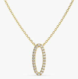 สร้อยคอจี้เพชรรูปวงรีสีทองแบบ14KT - Product Image 3