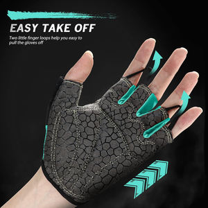 Gants de cyclisme mi-doigts pour hommes et femmes, rembourrés, antichoc, antidérapants, avec fermeture auto-agrippante, pour l'été, VTT et cyclisme sur route - Product Image 4