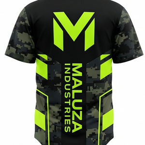 Uniforme Deportivo Personalizado para Equipo de Béisbol, Camuflaje Digital Verde Neón y Negro, Secado Rápido, Estilo Urbano, MALUZA INDUSTRIES - Product Image 3
