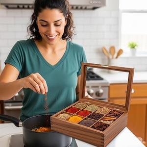 กล่องใส่เครื่องเทศไม้โรสวูดสุดหรู ออกแบบมาเพื่อการจัดเก็บเครื่องเทศในครัวอพาร์ทเมนต์ระดับพรีเมียม พร้อมดีไซน์ที่มีเอกลักษณ์ - Product Image 5