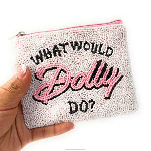 Trendy Would Dolly Do Beaded Clutch Bag Handmade Embroidered <b>Sequin</b> Zipper Pouch for White Statement Purse Gift Unisex - Product Image 5