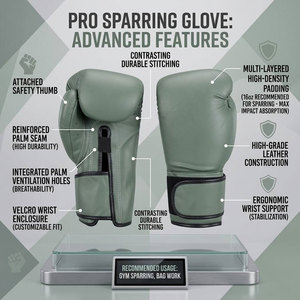 Gants de boxe en cuir noir avec fermeture velcro pour les poignets, pour l'entraînement des adultes - Product Image 6