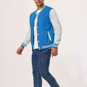Cotton/Polyester Men's Letterman Jacket with <b>Stand</b> Collar and Front Logo Eco-Friendly & Breathable Casual Winter Jacket - Product Image 4