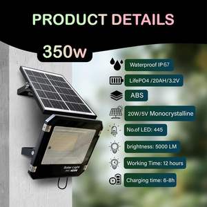 Projecteur solaire Homehop pour extérieur, étanche, 350W LED, lampe murale automatique pour maison, jardin, balcon, cour, véranda et patio - Product Image 5