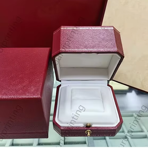Estuche de Anillo de Cuero PU Rojo, Caja de Joyería de Marca de Lujo, Empaque de Regalo con Logotipo Personalizado para Exhibición en Tiendas de Compromisos y Bodas - Product Image 6