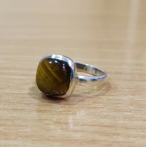 <b>Tiger</b> <b>Eye</b> Gemstone <b>Ring</b> 925 Sterling Silver Handcrafted Unisex Everyday Wear - Product Image 2