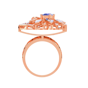 Anillo de Oro Rosa de Lujo con Diseño Floral para Mujer, Elegante Joyería de Compromiso Nupcial - Product Image 3