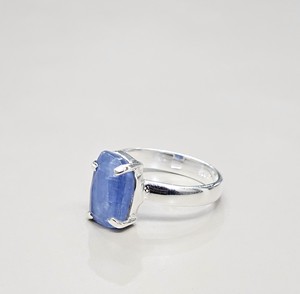 Anillo de Plata de Ley 925 con Piedra Preciosa de Cianita, Estilo Clásico de Lujo, Antideslustre, Diseño Geométrico Solitario - Product Image 2