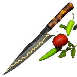Cuchillo de Chef de Acero al Carbono de 13 Pulgadas Hecho a Mano por Ahmad Fabric, con Funda de Cuero y Mango Elegante Personalizable - Product Image 1