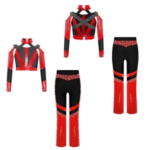 Conjunto de Top Corto y Pantalones Acampanados para Niñas de 6 a 16 Años, Traje de Danza Acrobática para Clases de Gimnasia Rítmica y Patinaje Artístico - Product Image 4