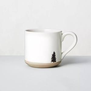 Mug à café en céramique blanche minimaliste avec imprimé naturel, finition lisse, poignée confortable, design durable pour le thé et le café - Product Image 1