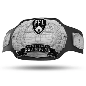 Cinturones de Campeonato Personalizados de Estilo Título de Lucha Libre, Boxeo y MMA, Hechos a Mano con Cuero Genuino, Plateados, para Liga de Fútbol de Fantasía - Product Image 1