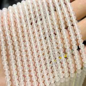 Perles de cristal blanc naturel mat, perles de quartz givré rondes pour bracelet, bijoux DIY - Product Image 1