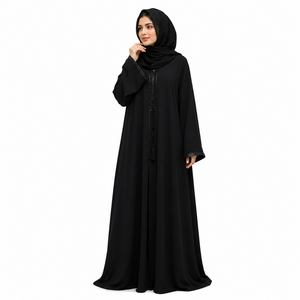 Grace Flow Abaya Moonlight Satin Abaya Pearl Line Abaya Noura Layered Abaya Modern Farasha Abaya - Product Image 6