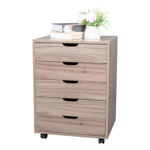 Armadietto Portadocumenti in PVC e MDF con Cinque Cassetti, Colore Grigio - Product Image 1