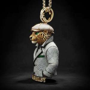 <b>Real</b> Shelby Leopard Pendant 18K Gold Plated <b>Crystal</b> Rhinestone Themed Charm Men's Hiphop Everyday Wear - Product Image 3