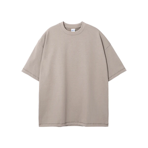 T-shirt da uomo oversize a maniche corte girocollo in jersey di cotone tinta unita, vestibilità casual, lunghezza normale - Product Image 5