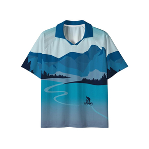 Men's Mountain Bike Print Polo Shirt Short Sleeve Moisture Wicking <b>Polyester</b> All Seasons Regular Fit Sublimated Design - Product Image 1