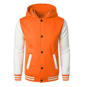 Men Premium Varsity Letterman Jacket High Quality Soft Comfortable <b>Covered</b> <b>Button</b> Rib Knit Trim Casual Regular Fit Stand - Product Image 1