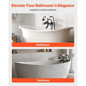 Robinet de baignoire à pattes en bronze huilé vintage, kit de douche mural, robinets de baignoire, douchette à main, rotation à 360 degrés - Product Image 2