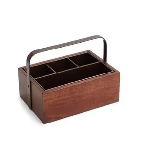 Black Iron Handle New Wooden <b>Caddy</b> For <b>Kitchen</b> Home Hotel Table Top Decorative Use Wooden Utensils Holder <b>Caddy</b> - Product Image 6