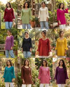 <b>Indian</b> and Pakistani Style Heavy Rayon Short Kurtis Collections with Chikankari Work Casual and Daily Wear Tunic Style <b>Top</b> - Product Image 6
