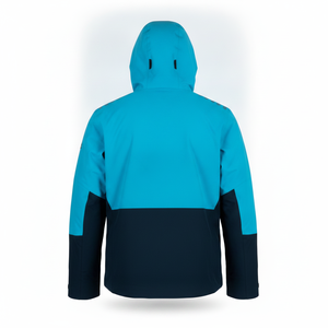 Blouson matelassé à capuche bleu marine pour homme, imperméable, sportif, avec blocs de couleur et fermeture éclair frontale, vêtement d'extérieur d'hiver - Product Image 2