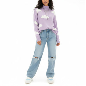 เสื้อสเวตเชิ้ตคอเต่าแบบมีฮู้ด ผ้าฝ้ายฟลีซ ปักโลโก้ เสื้อจั๊มเปอร์ผู้หญิงทรงโอเวอร์ไซส์ - Product Image 3