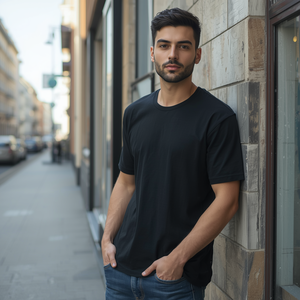 T-shirt élégant pour homme en coton, coupe ajustée, décontracté, tendance, avec personnalisation OEM ODM - Product Image 4
