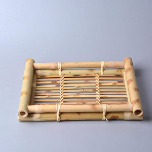 Bandeja de servir té de bambú natural, bandejas de madera con asas, accesorios rústicos para decoración de mesa del hogar - Product Image 1