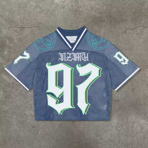 Fabricante Personalizado de Uniformes de Fútbol Americano, Jersey de Malla Tejida Extra Grande Estilo Vintage Americano con Cuello en V y Corte Recto para Hombre - Product Image 4
