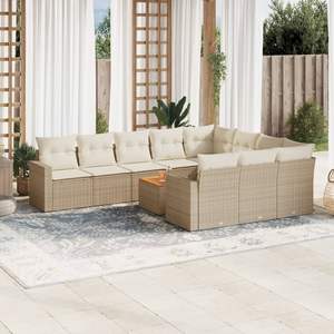 Conjunto de Sofás Modulares Grandes de Ratán Sintético Beige para Jardín, Muebles Modulares Cómodos para Exteriores - Product Image 1
