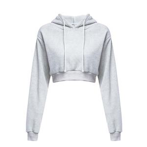 Fitness Apparel Custom High Quality Gym Crop <b>Top</b> Cotton Fleece Women Crop Hoodies No <b>String</b> Sweatpants Tracksuits Set - Product Image 3