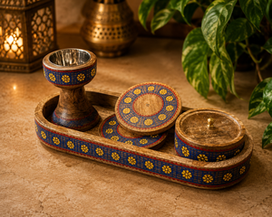 Premium Wooden Bakhoor Burner Set with Tray Glass Storage <b>Box</b> Arabic Mabkhara Middle Eastern <b>Eid</b> <b>Gift</b> Religious Hospitality Use - Product Image 5