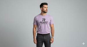 Camiseta de Manga Corta para Hombre REXFIT, Corte Regular, Cuello Redondo, Jersey de Algodón, Transpirable, Ropa Deportiva Informal con Logotipo Estampado en la Parte Delantera - Product Image 6