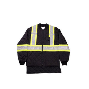 Men's High Visibility ANSI Class 2 Reflective Canvas Hooded <b>Quilted</b> Jacket with Waterproof LED Flash - Product Image 1